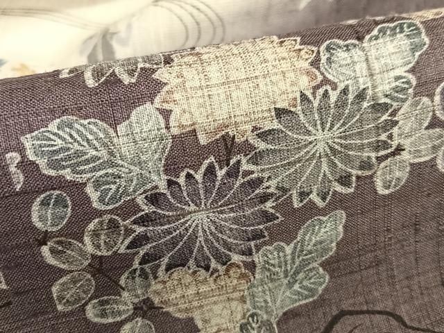 平和屋着物○生紬 切継 寄裂 人物風景花文 正絹 逸品 AAAU8006zg  