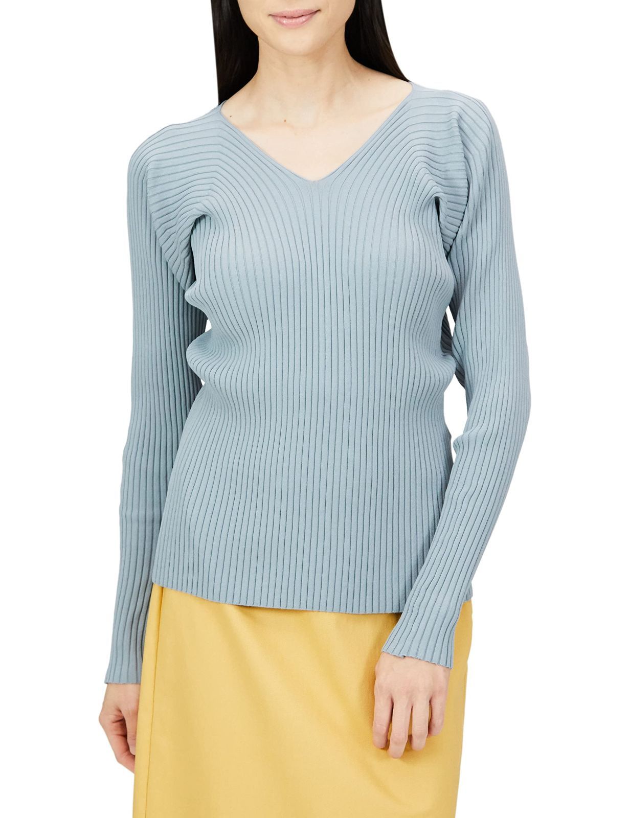 Size 1_Color ブルー ミラオーウェン Ｖネックリブニット 09WNT224318 レディース BLU 1
