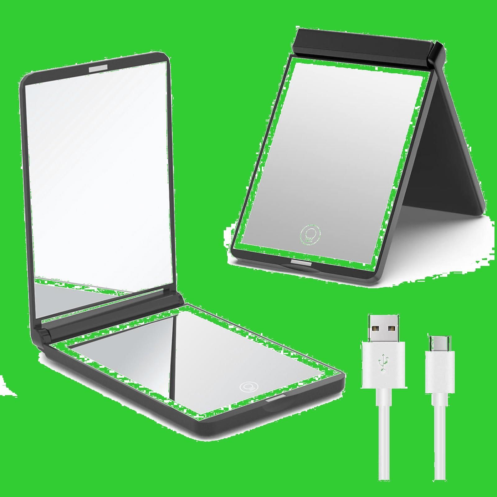 特価商品】happykau LEDミラー 1X/2X両面鏡 コンパクトミラー