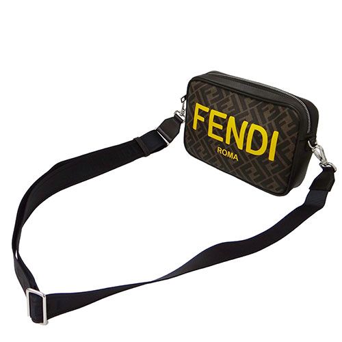 フェンディ FENDI バッグ ユニセックス ブランド
 ショルダーバッグ  PVC レザー カメラケース ミディアム ズッカ ブラウン―採寸