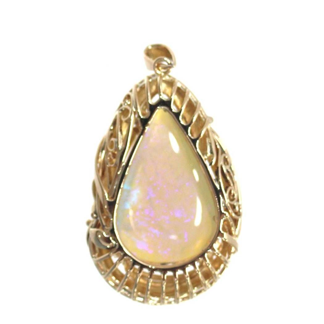 天然オパールペンダントトップ K18