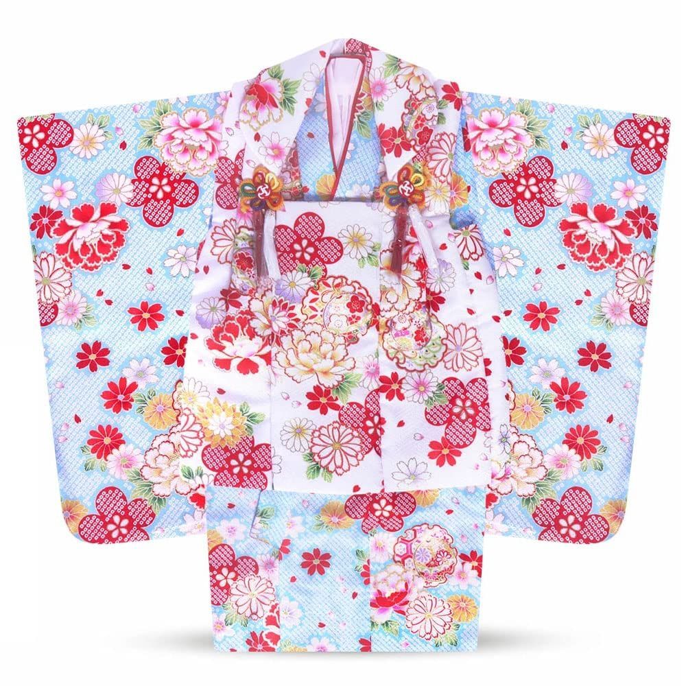 新着商品 3才 着物 着物 七五三 女児用 雛祭り 3歳 七五三 被布セット 古典着物セット 9点セット 女の子 セット 被布コート NISHIORI