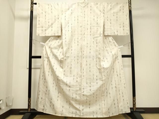 平和屋着物▽ぜんまい紬 単衣 矢羽文 三越扱い 正絹 逸品 CAAV3790dy