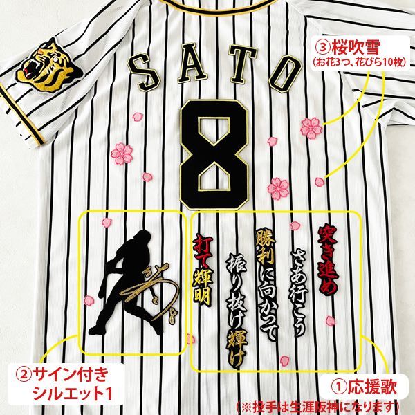 阪神タイガース 中野拓夢 刺繍ワッペン 5点セット【黒】応援歌 シルエット