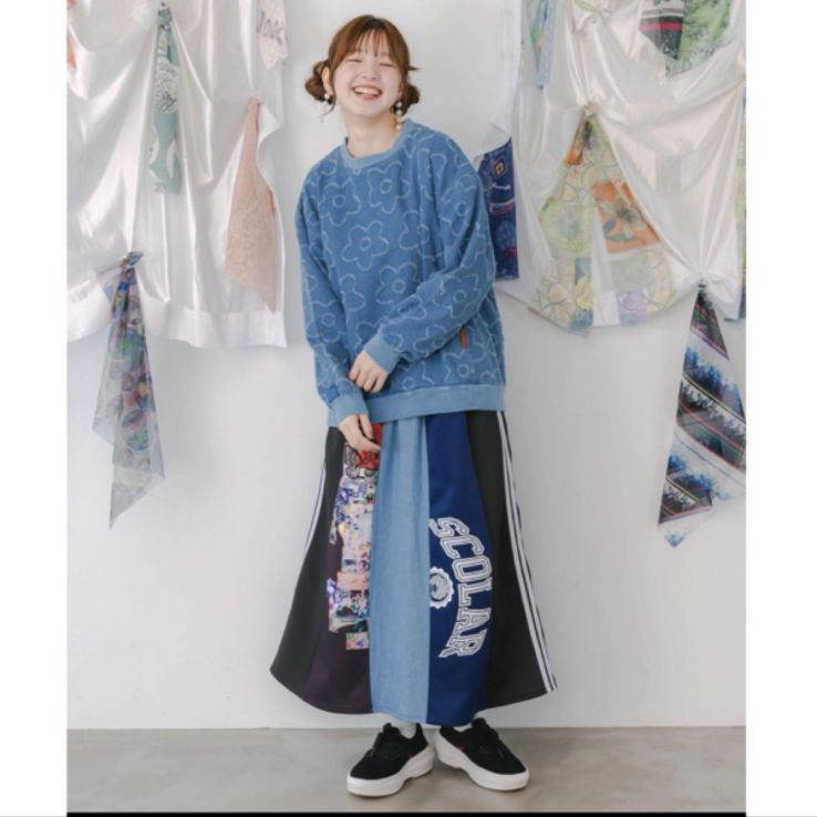 Scolar 花柄ジャガード織デニムプルオーバー