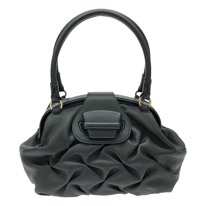 格安，HOT 【美品】  smythson / スマイソン | ギャザー ミニボストン レザー バッグ | ブラック | レディース その他