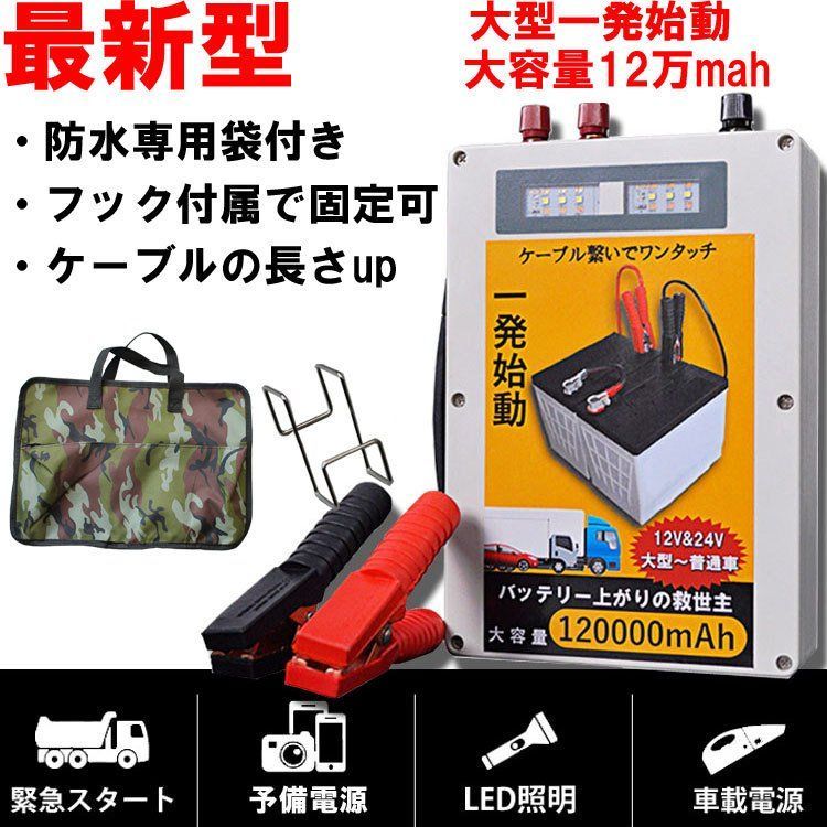 ジャンプスターター 12V 24V 超大容量 120000mah トラック - メルカリ