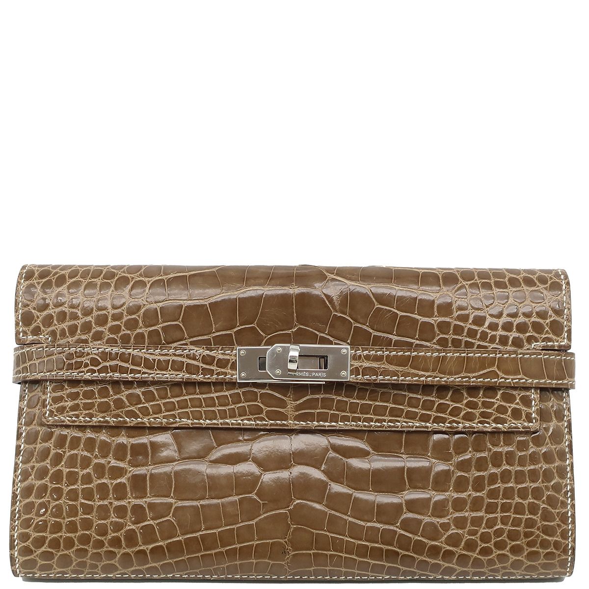HERMES ブラウン長財布 エルメス HERMES 長財布 ケリーウォレット ロング アリゲーター