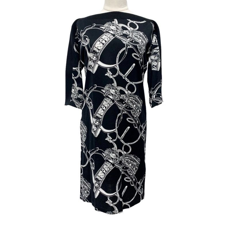 エルメス HERMES ワンピース コットン ブラック ホワイト 20AW  