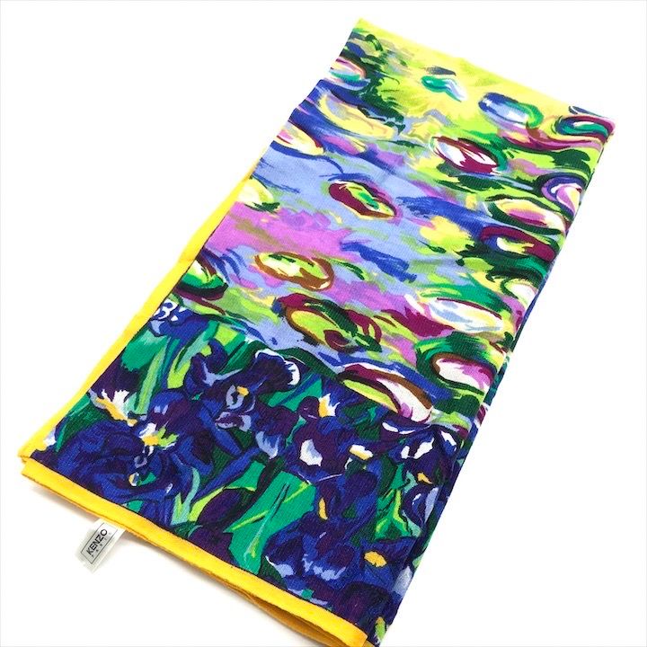 KENZO ケンゾー フラワー 総柄 スカーフ ストール マルチカラー レディース ファッション 小物 ウール 100％ r186