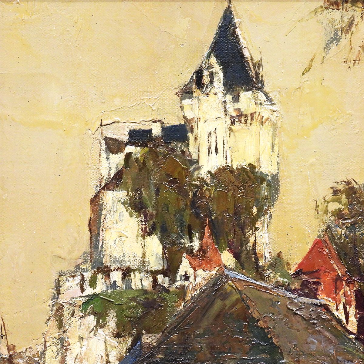 最終値下げ 浮田克躬 風景画 油彩SM フランス ロワール地方 古城 日展