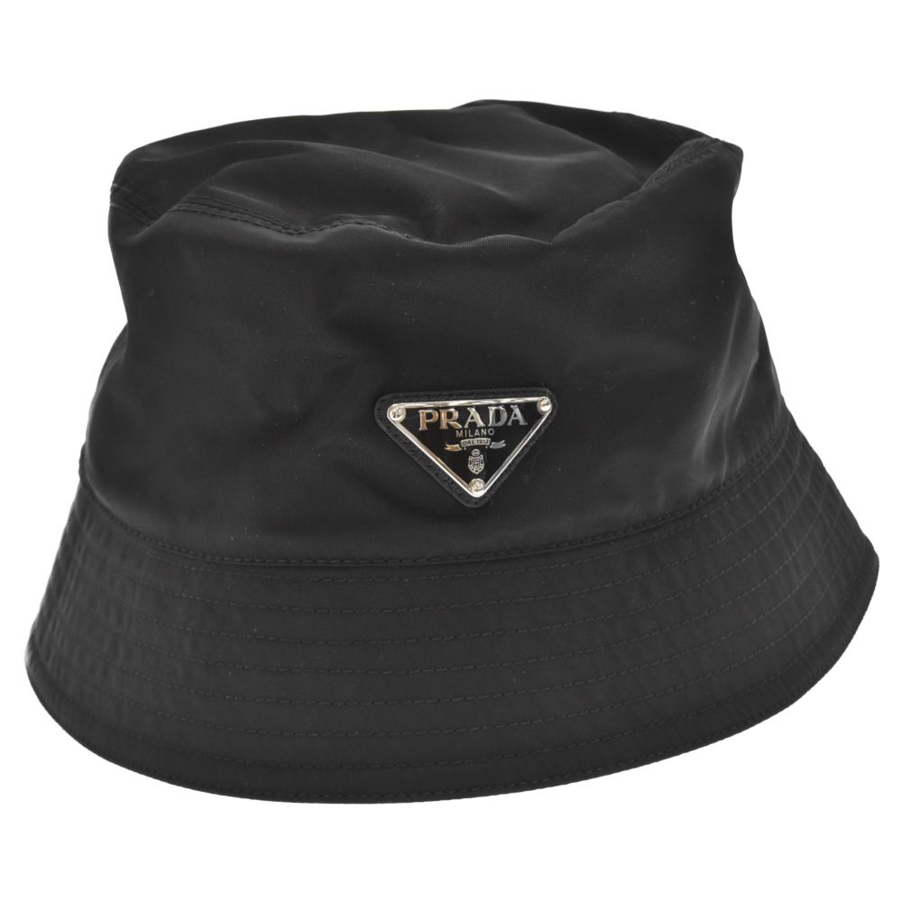 PRADA (プラダ) 20SS Re-Nylon Bucket Hat トライアングルロゴバケットハット キャップ 2HC137 2DMI ブラック  メルカリShops