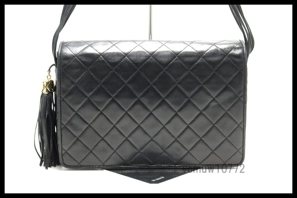 シール無 美 CHANEL マトラッセ フリンジ GD金具 レザー ショルダーバッグ シャネル 0515ap169-4D