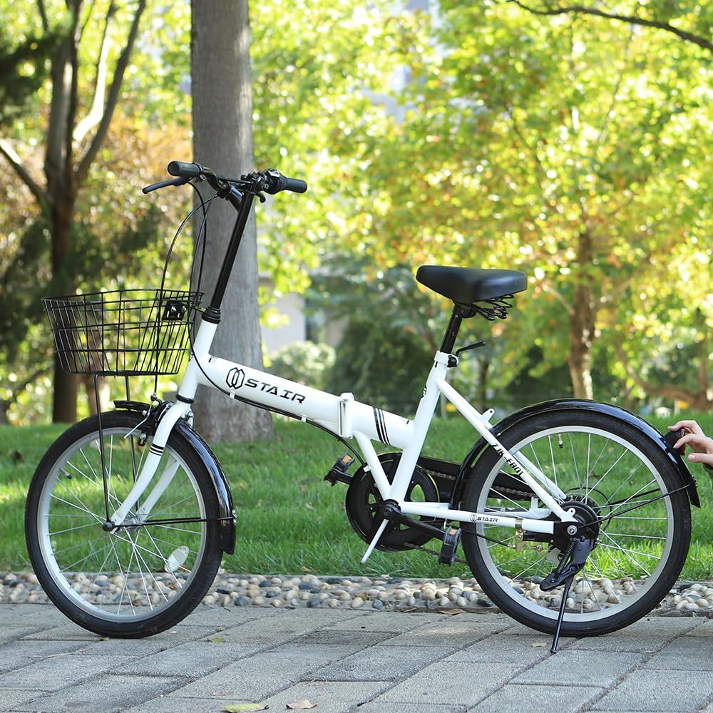 折りたたみ自転車 折り畳み自転車 20インチ シマノ６段変速 カゴ付 ワイヤ錠 ライトのプレゼント付き 前後泥除け装備 ハンドルの高さ調節できる 小径車 ミニベロ