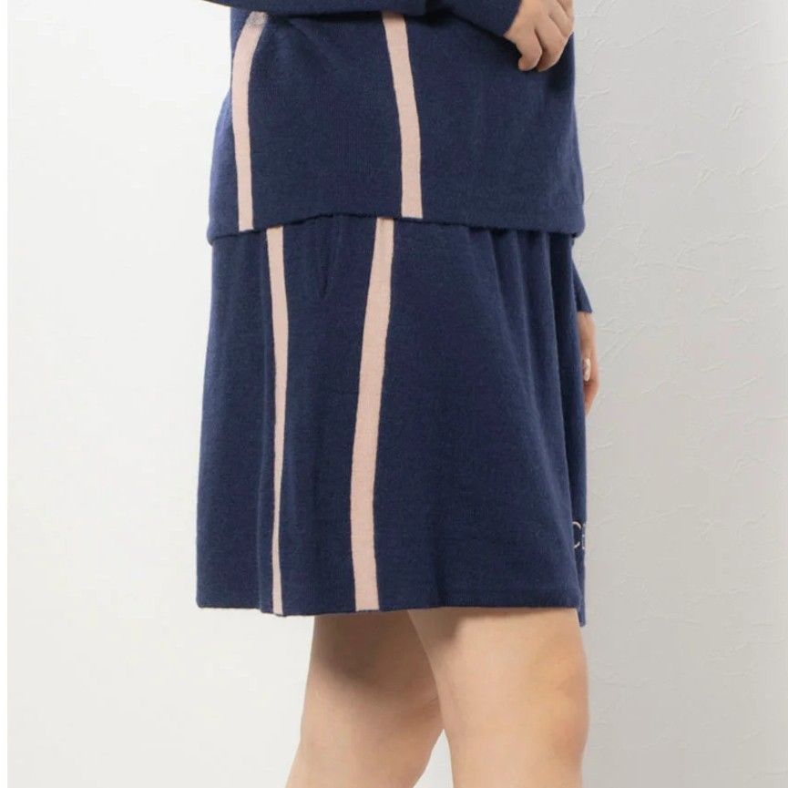 セシルマクビー CECIL McBEE green ラインニットスカート ﾈｲﾋﾞｰ Sサイズ