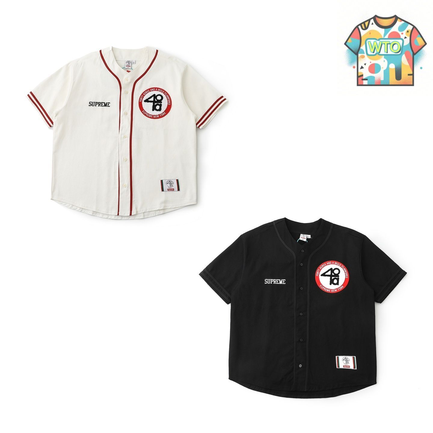 シュプリーム★40エーカーズ★40 Acres Twill Baseball Jersey Supreme 40 Acres Twill Baseball Jersey White Men's - SS25 - US