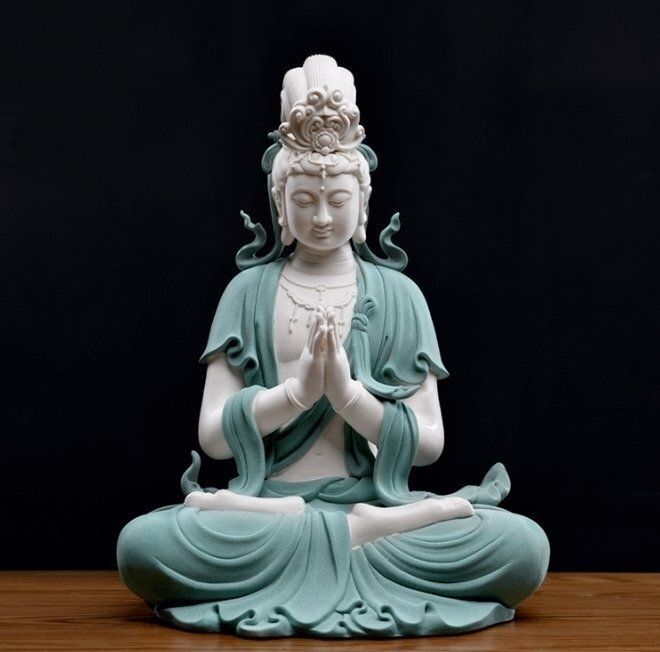 上品 祈福観音 最 陶磁器 仏教美術 玄関 精密細工