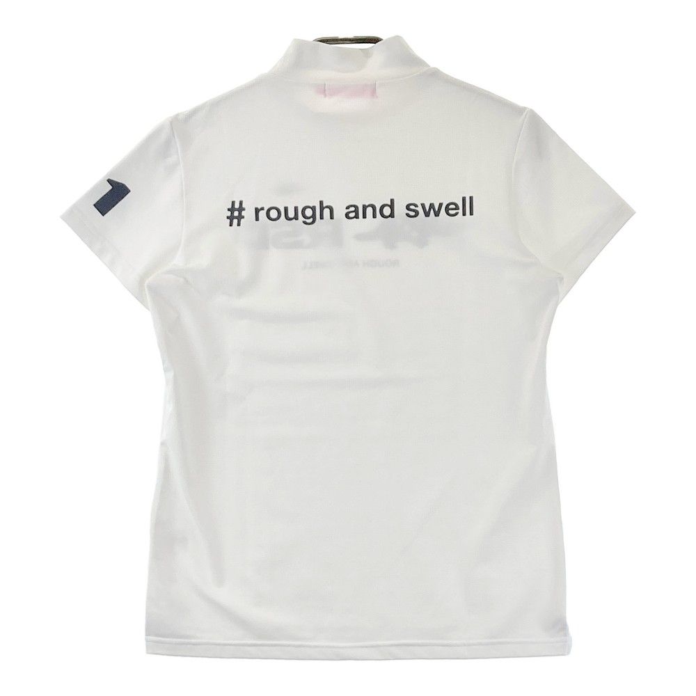 サイズ：M ROUGH&SWELL ラフアンドスウェル  モックネック　半袖Tシャツ  ホワイト系 [240101440287] ゴルフウェア レディース ストスト サイズ：M ROUGH&SWELL ラフアンドスウェル モックネック 半袖T