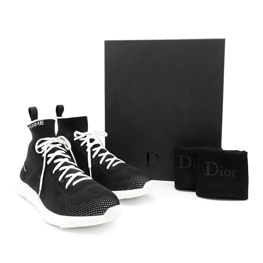 毎日新作アイテム入荷中！ クリスチャンディオール DIOR HOMME B21 ハイカット ソックス スニーカー ニット ブラック 44 サッパリした