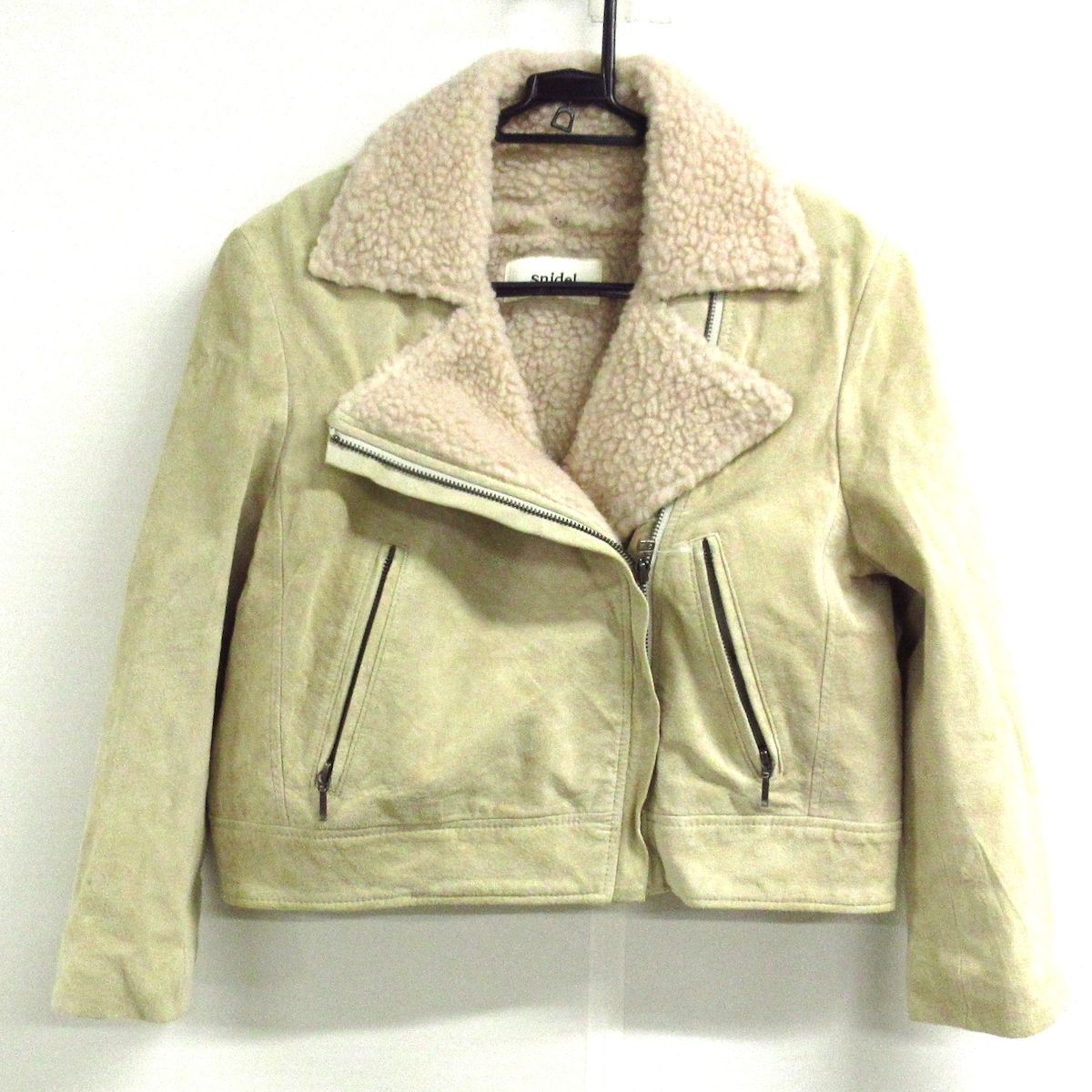 snidel スナイデル ライダースジャケット サイズ0 XS レディース - ベージュ 長袖|フェイクムートン|ジップアップ|秋|冬