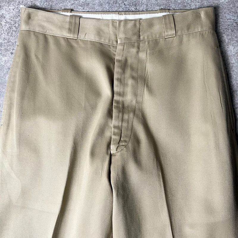 【70s古着】アメリカ軍USMC ノータックワイドストレートチノパンツ 70s 75年製 US ARMY 米軍実物 ノータック チノ パンツ 30 32