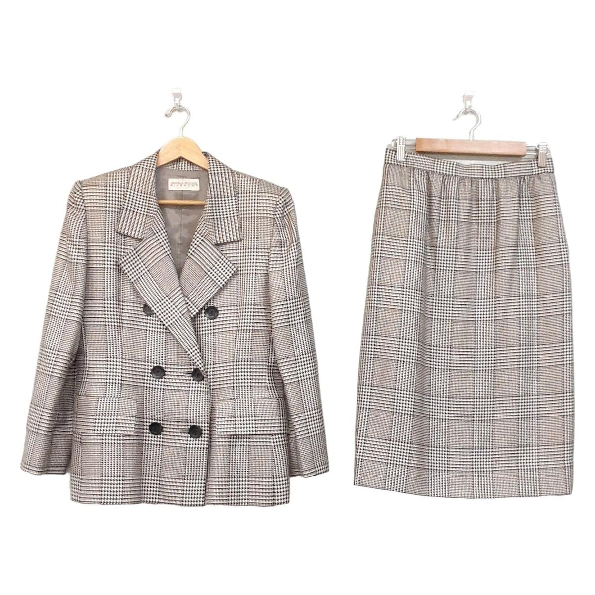 GIVENCHY ジバンシー スカートスーツ レディース - ライトグレー×黒 千鳥格子柄|肩パッド