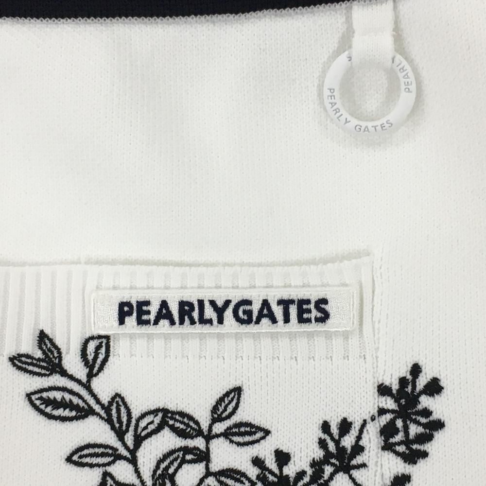 新品】パーリーゲイツ ニットスカート 白×黒 花刺しゅう柄 レディース