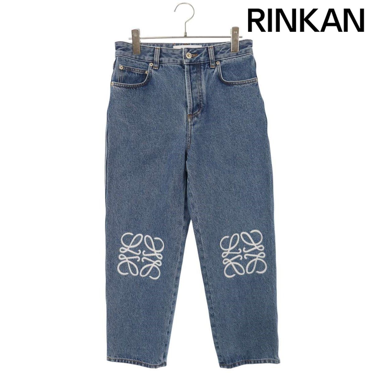 ロエベ S359Y11X90 アナグラム刺繍クロップドデニムパンツ レディース