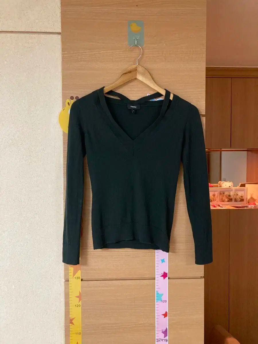 Theory Theory セオリー ダーク 緑 Vネック ニット スジニット
