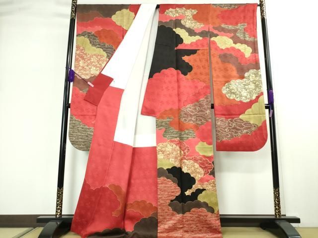 平和屋本店●極上　皇室献上作家　藤井寛　振袖　駒刺繍　雲取り吉祥花文　金彩　逸品　DZAA2390kh4 平和屋本店○極上 皇室献上作家 藤井寛 振袖 駒刺繍 雲取り吉祥花文