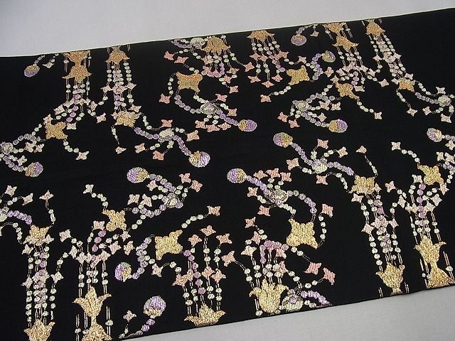 平和屋本店■最高級　龍村平蔵製　千代乃冠錦　本袋帯　黒地　金糸　逸品3s1047 期間限定セール20％off○最高級 龍村平蔵製 千代乃冠錦 本袋帯 黒地