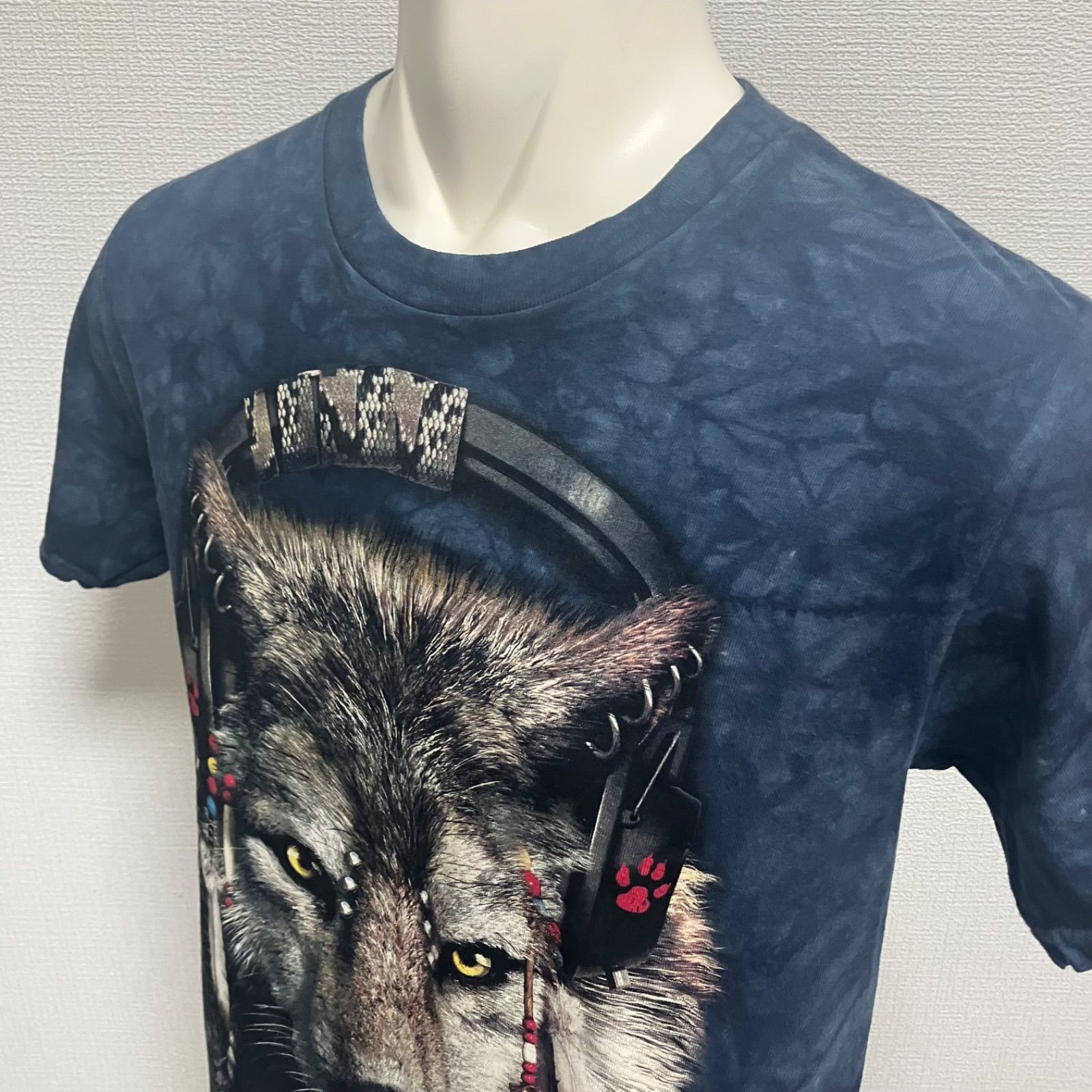 ザマウンテン タイダイ ウルフ アニマル 狼 パーカー フーディ 2XL 古着 極美品【THE MOUNTAIN】ウルフTシャツ Sサイズ USA製 狼