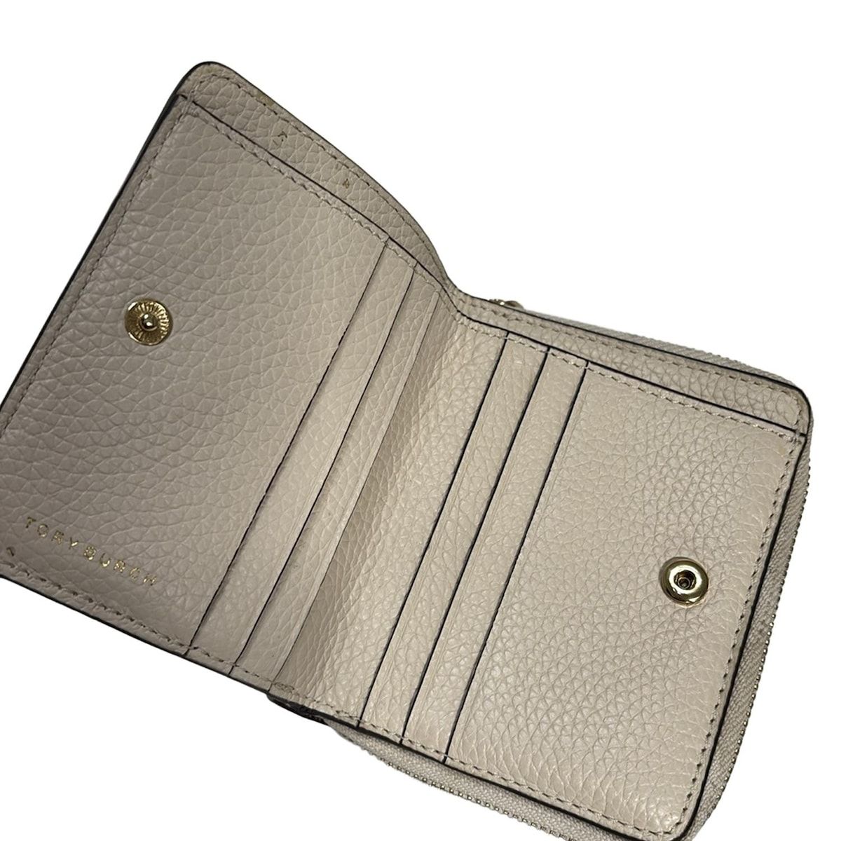 TORY BURCH 二つ折り財布 グレー トリーバーチ TORY BURCH 2つ折り財布 レザー グレー ラウンド