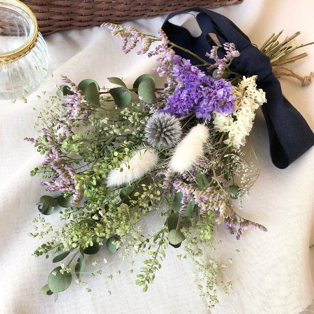 Natural＊パープルとホワイトスワッグ♡ドライフラワースワッグ