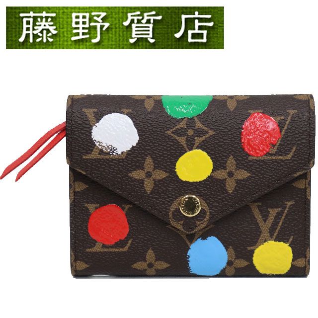 ルイヴィトン LOUIS VUITTON ポルトフォイユ ヴィクトリーヌ モノグラム マルチ ゴールド金具 LV × YK 草間彌生 コラボ M81865 三つ折り財布 コンパクトウォレット ミニウォレット ルイヴィトン財布 8043