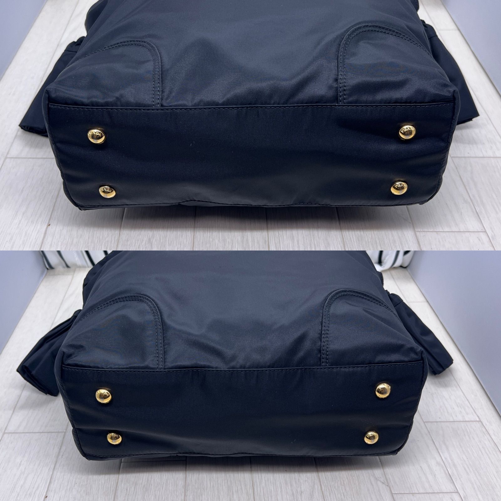 期間限定特売 【美品】PRADA×プラダ A4収納可能金色プレートトートバッグ トートバッグ