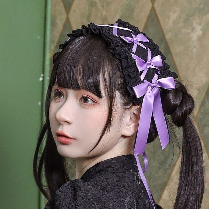 ヘッドドレス3色 フリル ヘッドドレス リボン かわいい