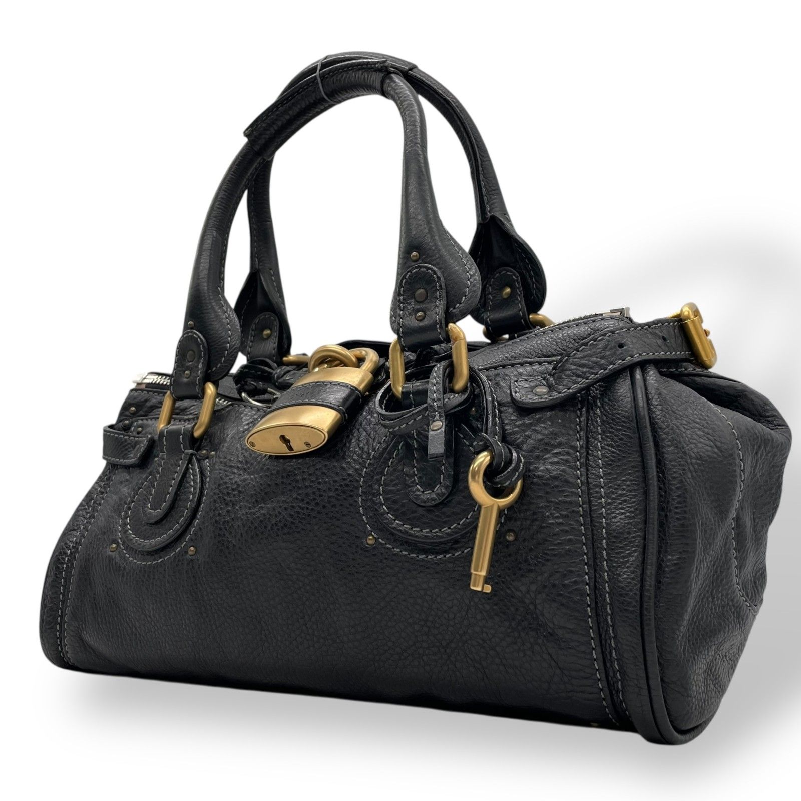 美品 Chloe クロエ パディントン ハンドバッグ 黒 ブラック 本革