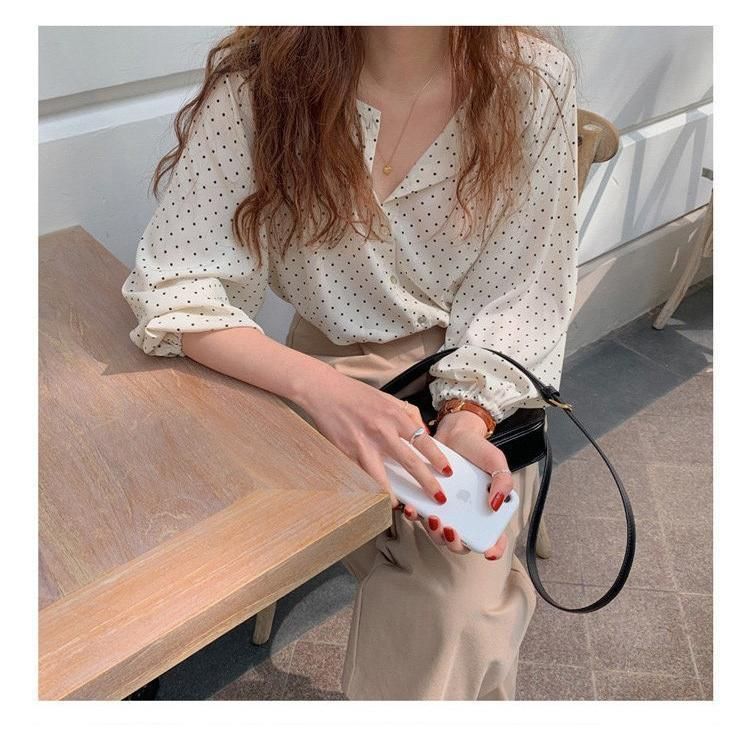 ブラウス レディース きれいめ 40代 春夏 上品 Vネックブラウス シャツ ドット柄トップス 七分袖 韓国風トップス ゆったり 大人 Tシャツ オシャレ 30代 50代 ブラウス レディース きれいめ 40代 春夏 上品 Vネックブラウス