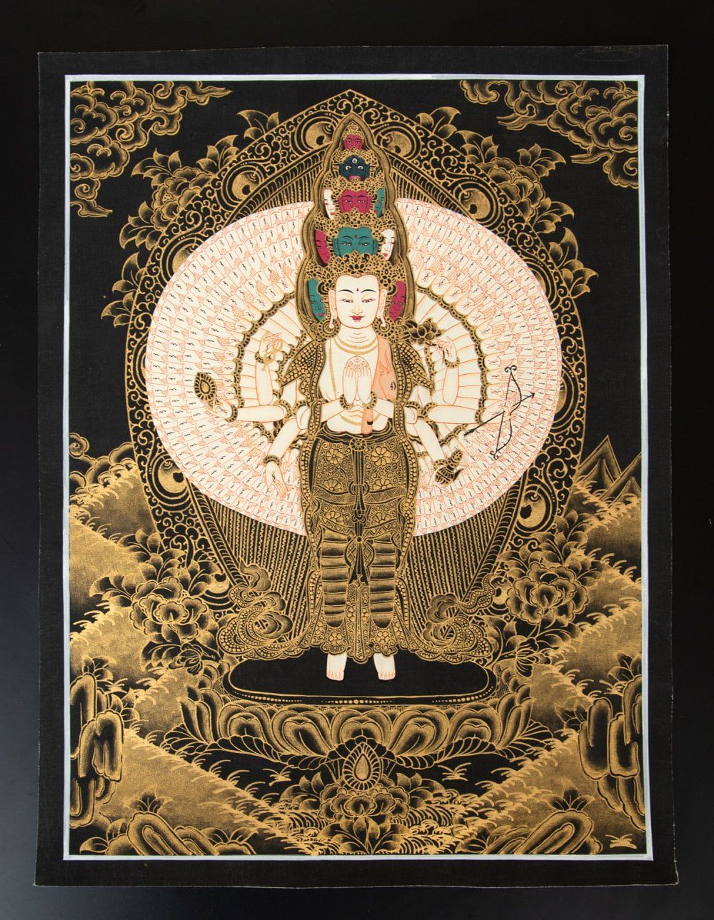 一点物〕タンカ - 十一面千手千眼観世音菩薩[30cm x 40cm
