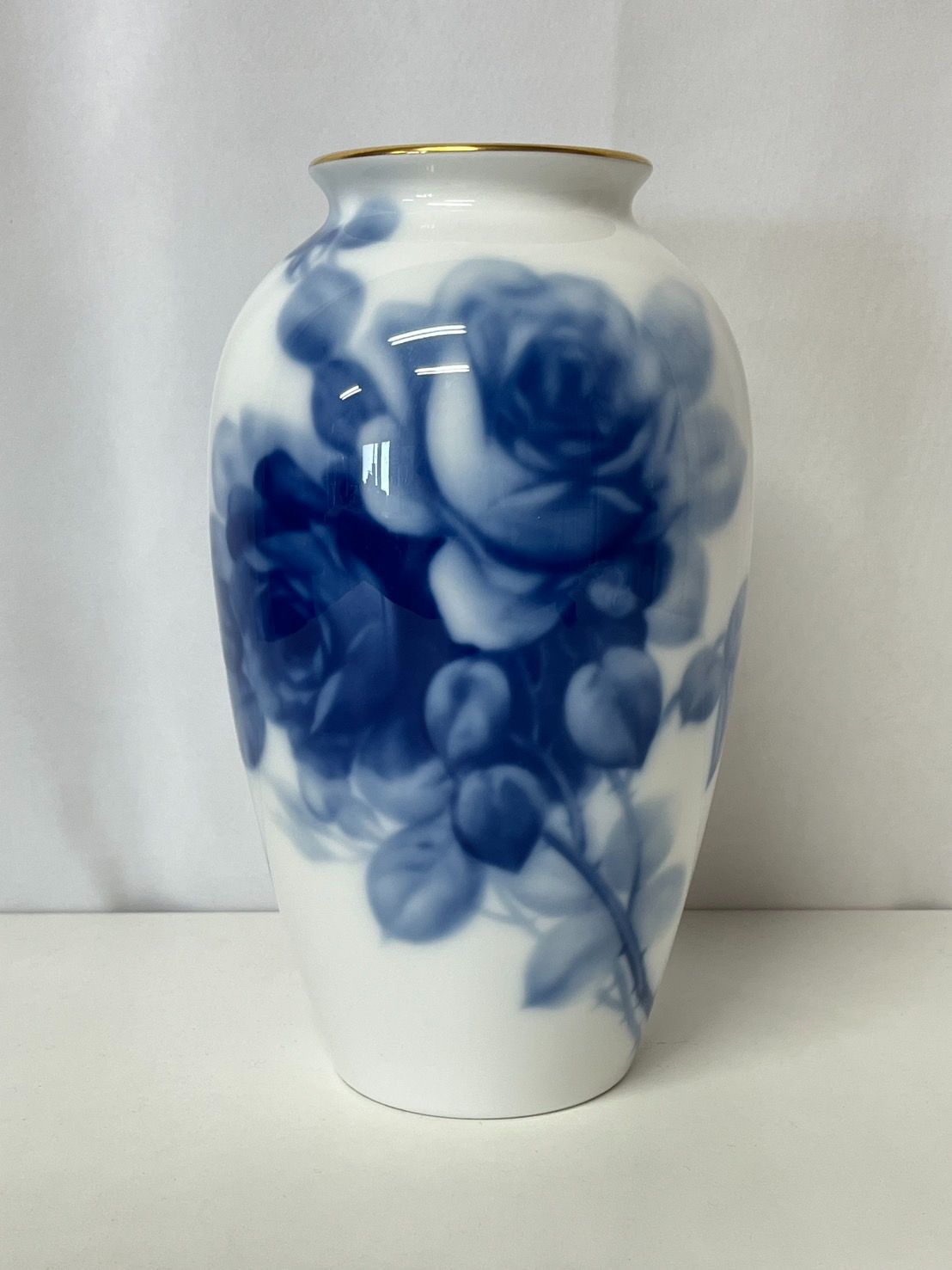大倉陶園　OKURA　ブルーローズ　花瓶　花入　箱付　C　5951C ブルーローズ（8011） 28cm花器