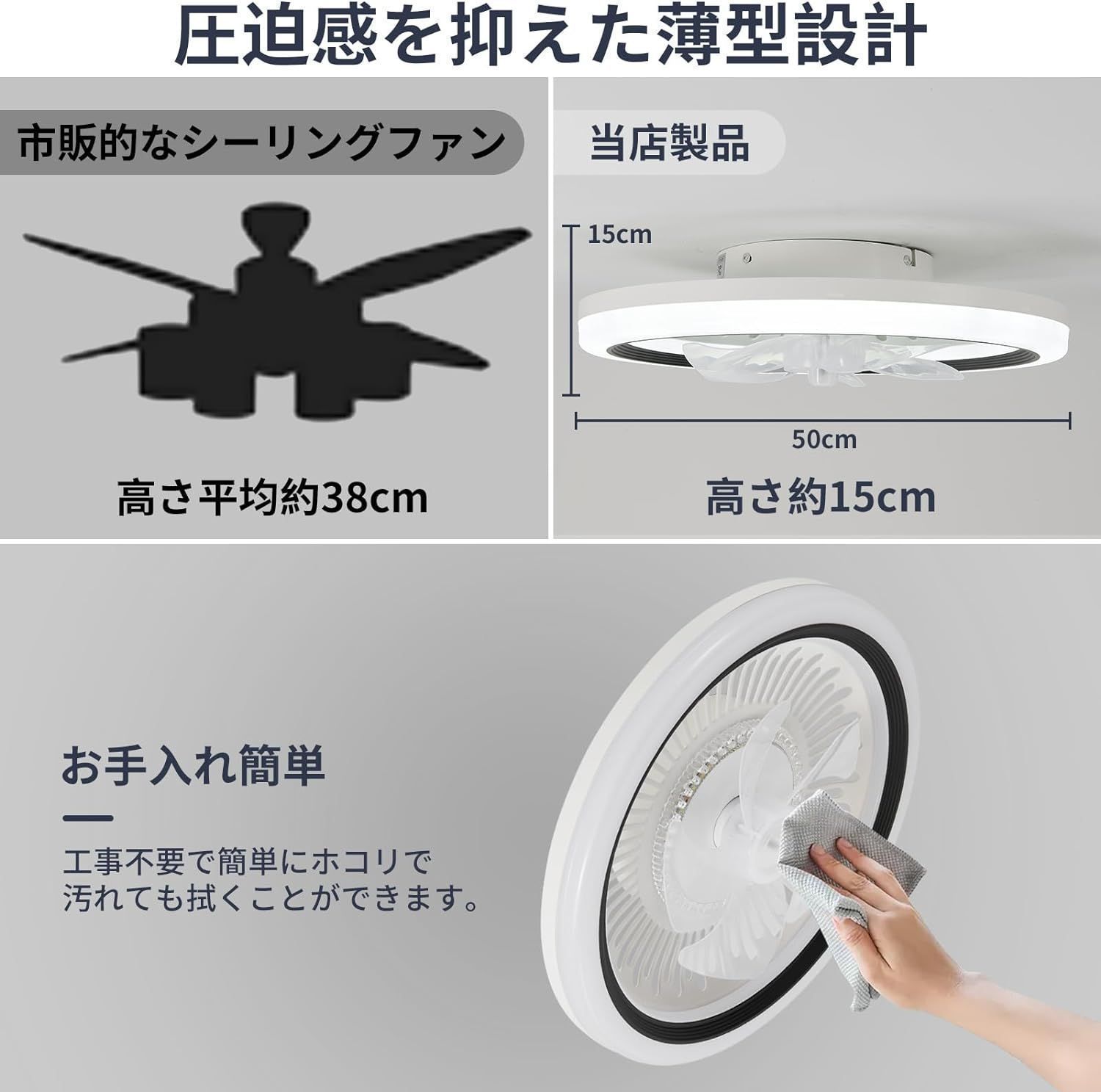 シーリングファンライト LED