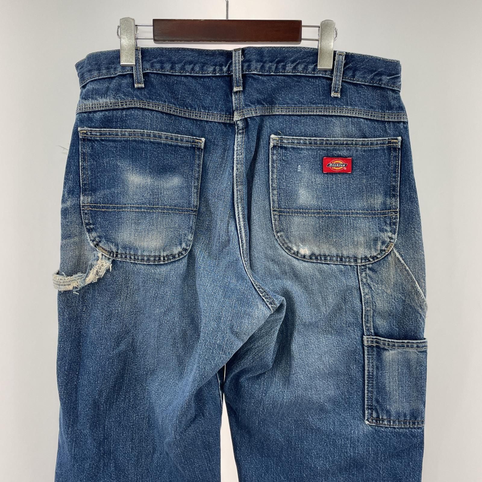 青 ダメージ加工 ペインターパンツ glamb」 ダメージ加工デニムパンツ