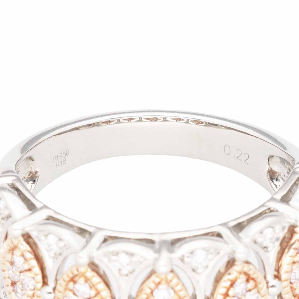 ピンクダイヤモンド(0.22ct)コンビ ゴールド リング 750 K18 PG ピンク  