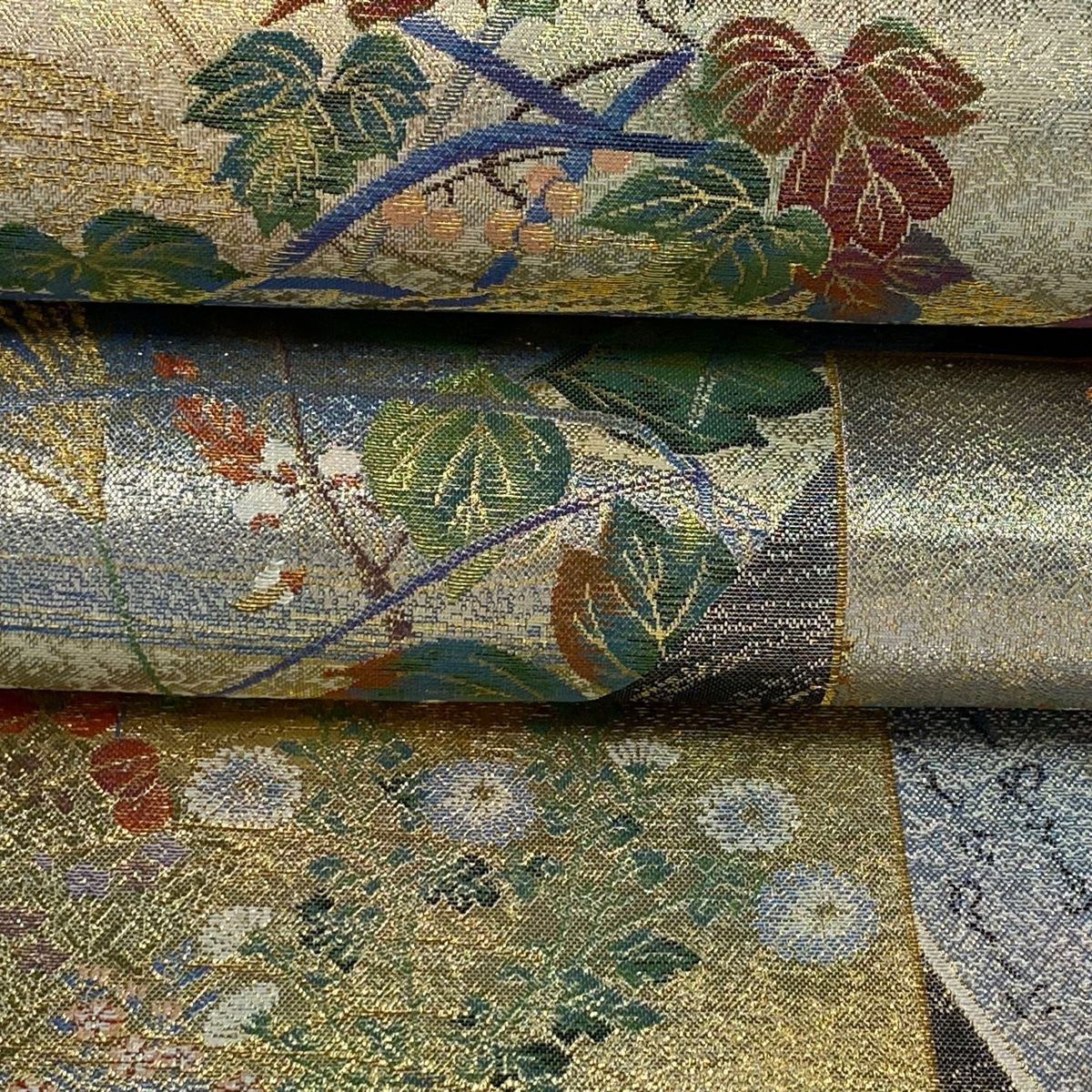 平和屋本店□希少 だらり帯 丸帯 芸姑 舞妓 七宝松葉文 黒地 金糸 逸品  