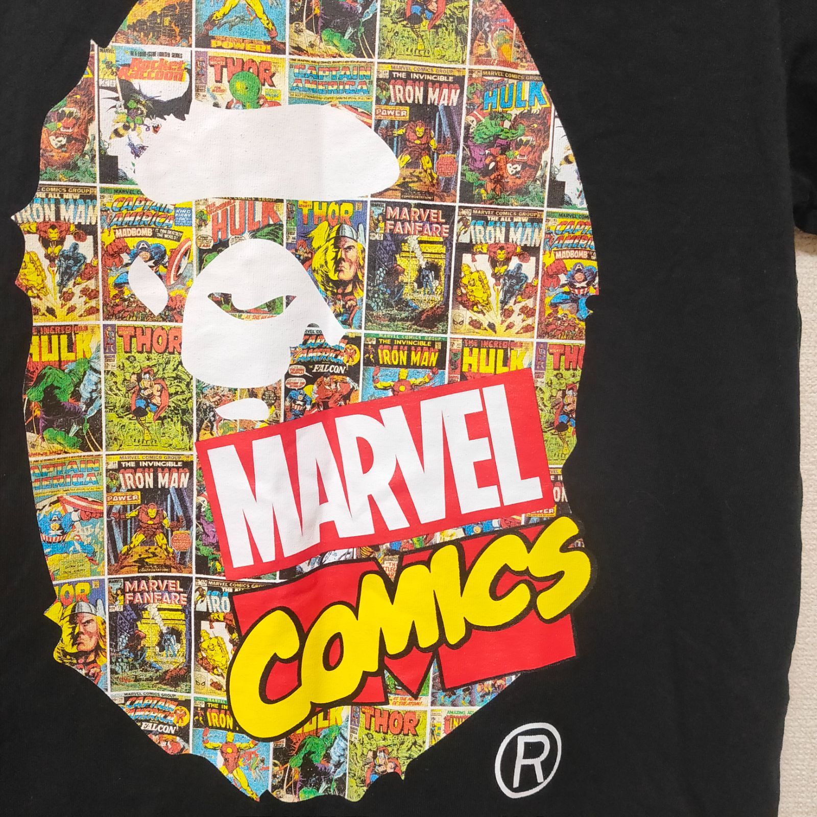 エイプ 】美品 マーベル コラボ marvel comics bape Tシャツ 黒 
