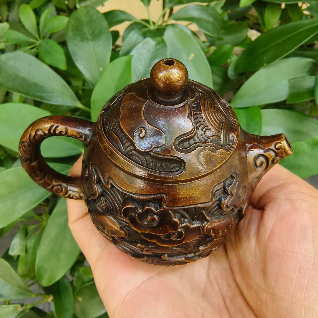 飾壺 茶壺 茶道 浮彫鯉躍龍門茶壺 酒壺 家庭茶道 工芸品 置物