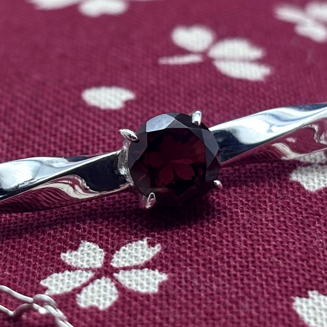 さくらインカット ブレスレット ガーネット シルバー925 シルバー 和柄 着物 和風 SIROKUMA-CORPORATION_COM