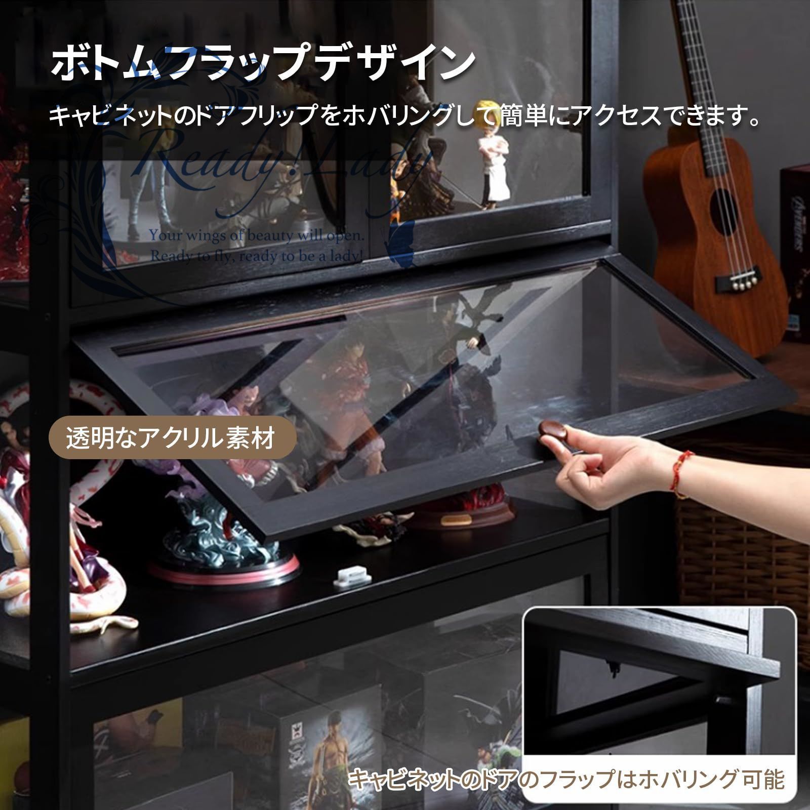 アクリル製　透明フラップBOX アクリル製 透明フラップBOX CUBE BOX α 棚なしアクリル透明扉