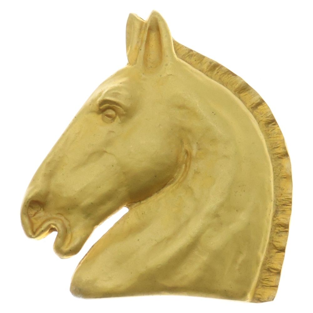 HERMES エルメス ホースヘッド ブローチ ピンバッジ ゴールド GP